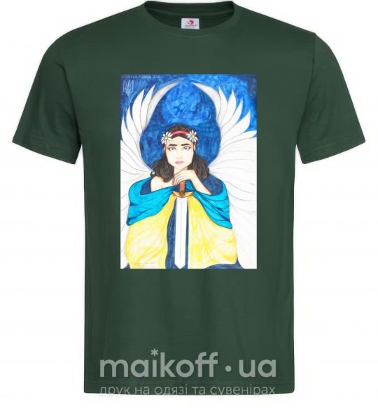 Чоловіча футболка Дівчина ангел України Темно-зелений фото