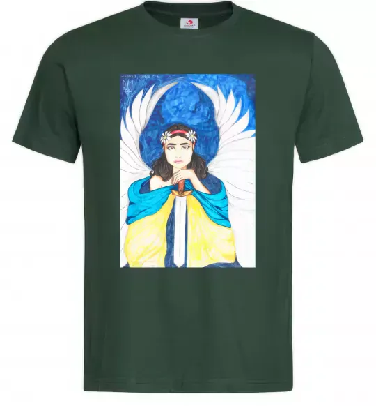 Чоловіча футболка Дівчина ангел України Темно-зелений фото