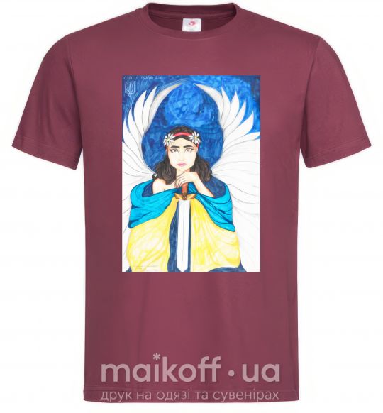 Чоловіча футболка Дівчина ангел України Бордовий фото