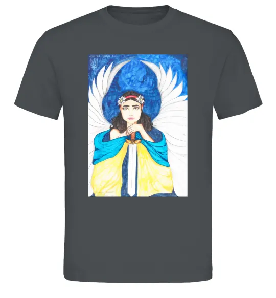 Чоловіча футболка Дівчина ангел України Графіт фото