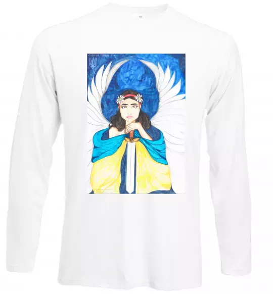 Лонгслів Дівчина ангел України Білий фото