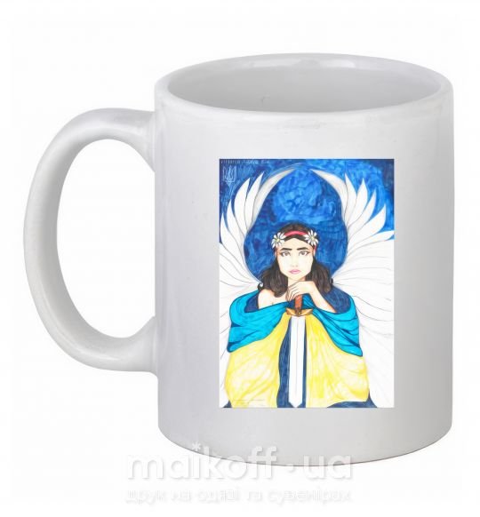 Чашка керамічна Дівчина ангел України Білий фото