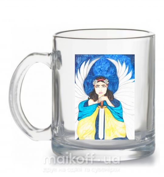 Чашка скляна Дівчина ангел України Прозорий фото