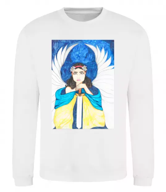 Світшот Дівчина ангел України Білий фото