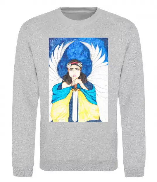 Світшот Дівчина ангел України Сірий меланж фото