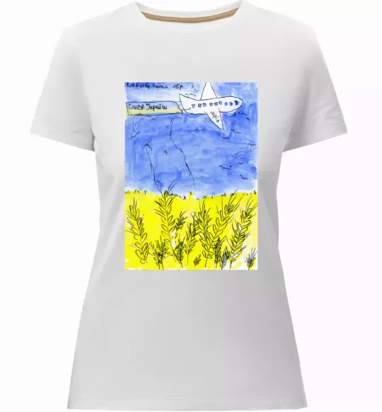 Жіноча преміум футболка Літак Мрія Білий фото
