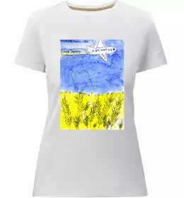 Женская премиум футболка Дякуємо за захист Белый фото