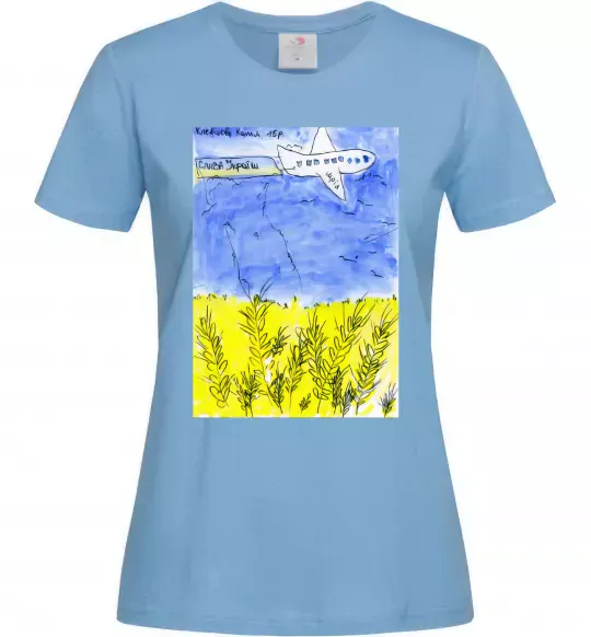 Жіноча футболка Літак Мрія Блакитний фото