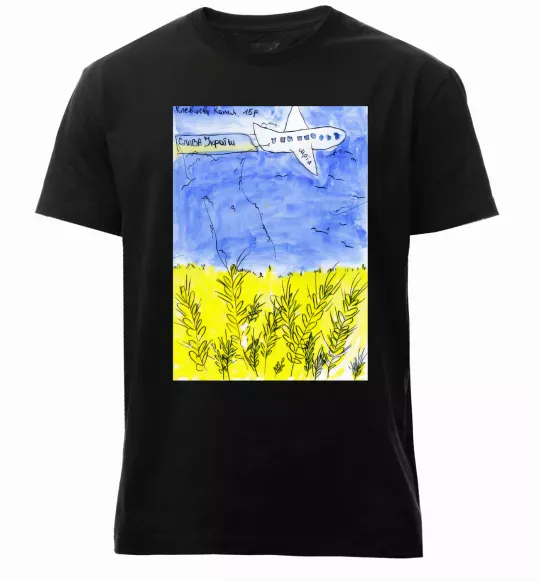 Мужская премиум футболка Літак Мрія Черный фото