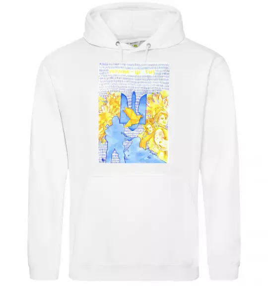 Мужская толстовка (худи) Україна це ти Белый фото