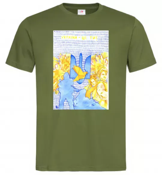 Чоловіча футболка Україна це ти Оливковий фото