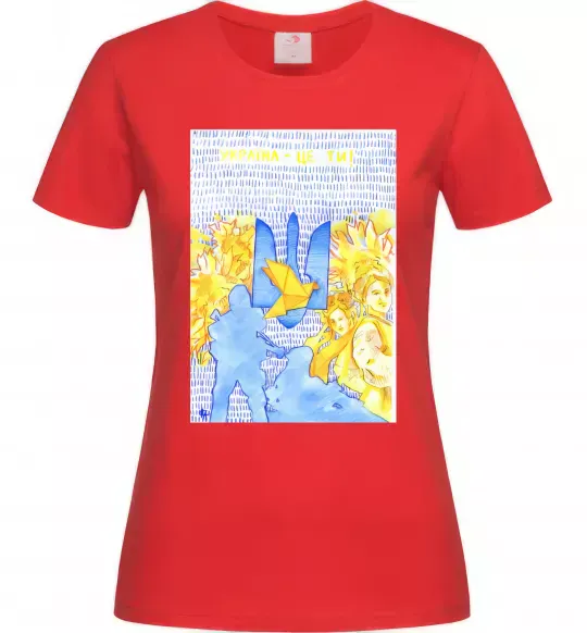 Жіноча футболка Україна це ти Червоний фото