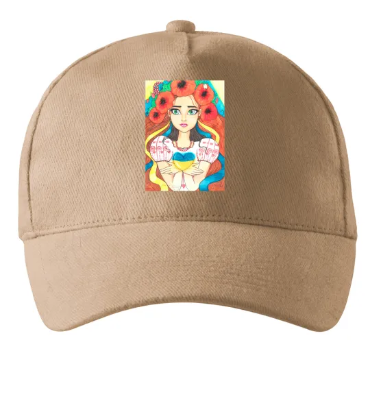 Кепка Українка з маками Пісочний фото