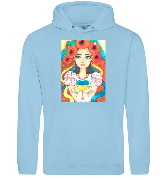 Мужская толстовка (худи) Українка з маками Голубой фото