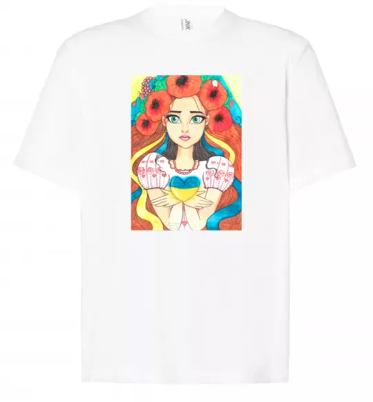 Футболка Оверсайз Українка з маками Белый фото