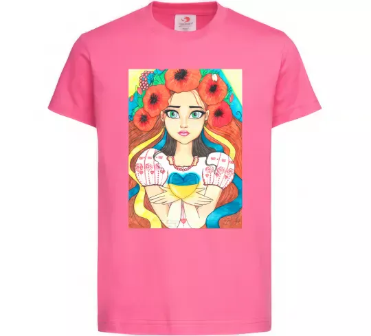 Детская футболка Українка з маками Ярко-розовый фото