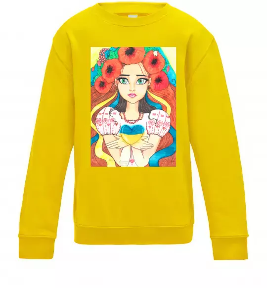 Детский Свитшот Українка з маками Солнечно желтый фото