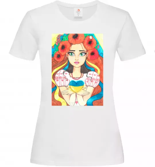 Жіноча футболка Українка з маками Білий фото