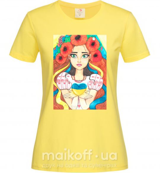 Жіноча футболка Українка з маками Лимонний фото