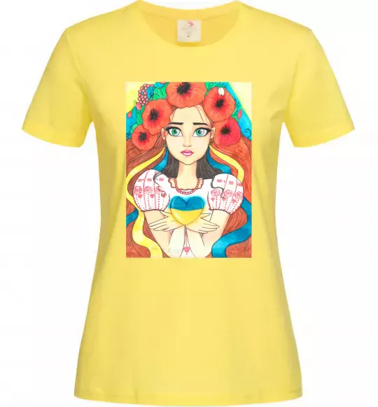 Жіноча футболка Українка з маками Лимонний фото