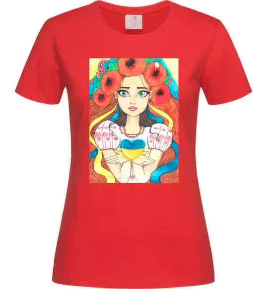 Жіноча футболка Українка з маками Червоний фото