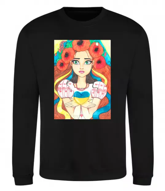 Світшот Українка з маками Чорний фото