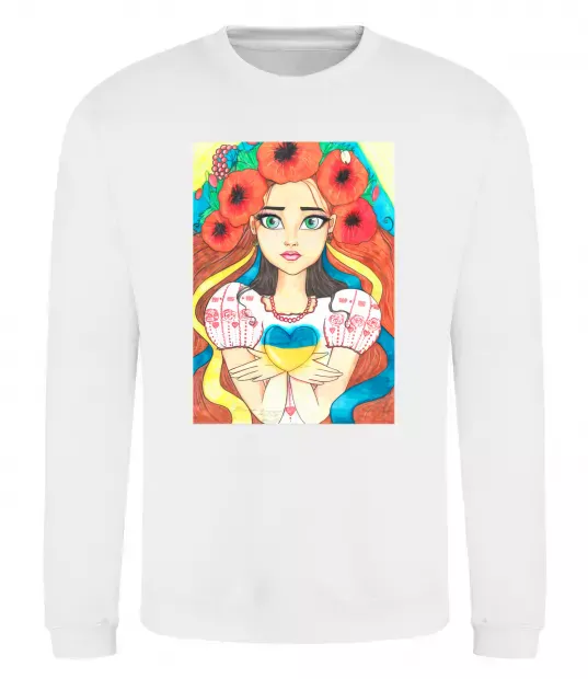 Світшот Українка з маками Білий фото