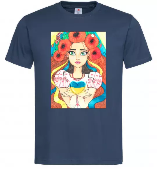 Чоловіча футболка Українка з маками Темно-синій фото