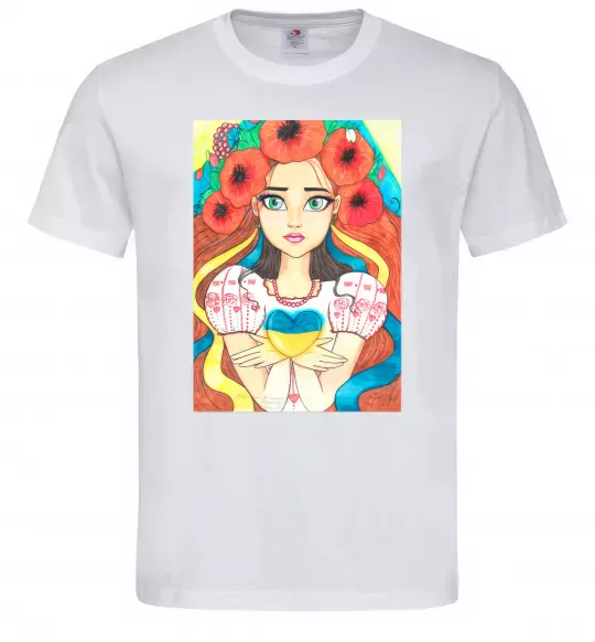 Чоловіча футболка Українка з маками Білий фото