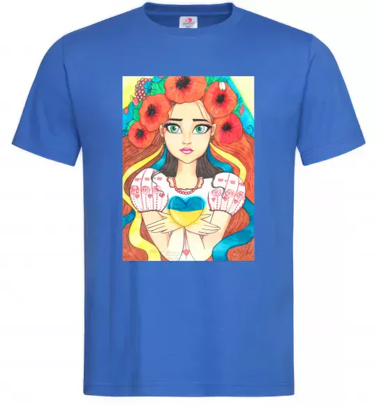 Чоловіча футболка Українка з маками Яскраво-синій фото