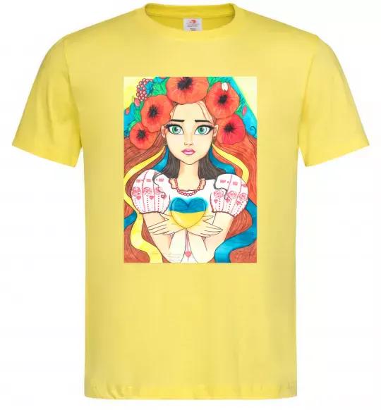 Чоловіча футболка Українка з маками Лимонний фото