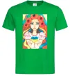 Чоловіча футболка Українка з маками Зелений Чоловіча футболка Українка з маками Зелений фото