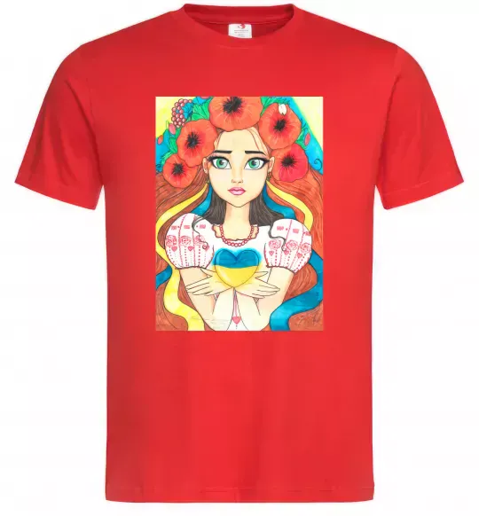Чоловіча футболка Українка з маками Червоний фото