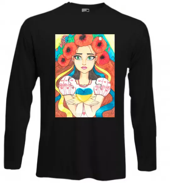 Лонгслив Українка з маками Черный фото