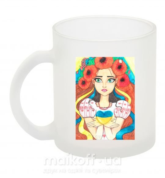 Чашка стеклянная Українка з маками Фроузен фото