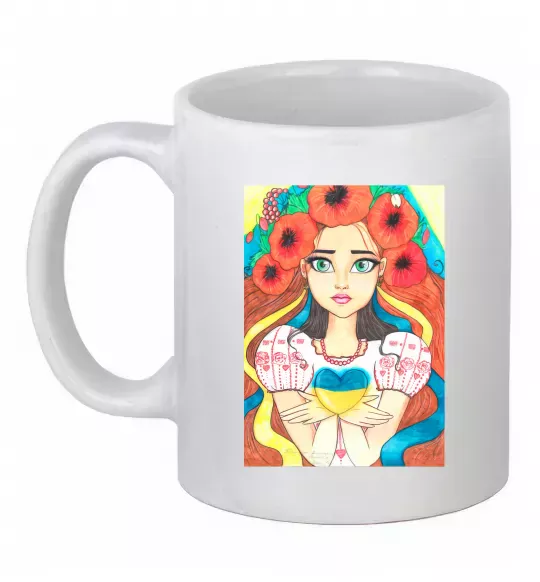 Чашка керамическая Українка з маками Белый фото