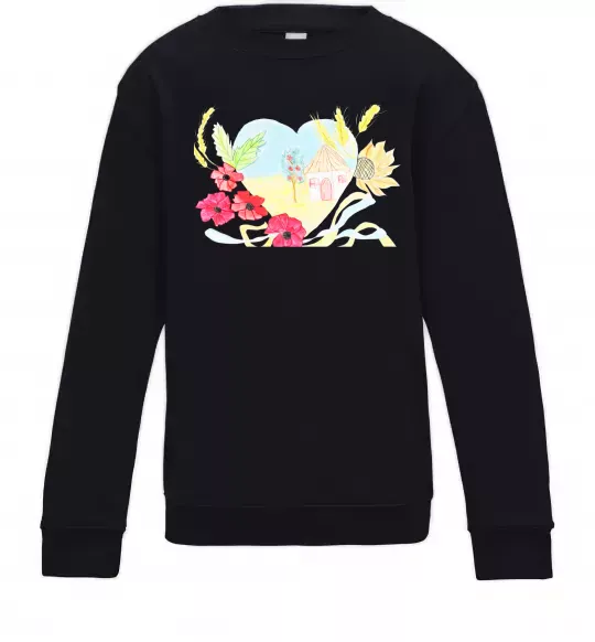 Детский Свитшот Українська хата Черный фото