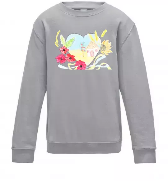 Детский Свитшот Українська хата Серый меланж фото