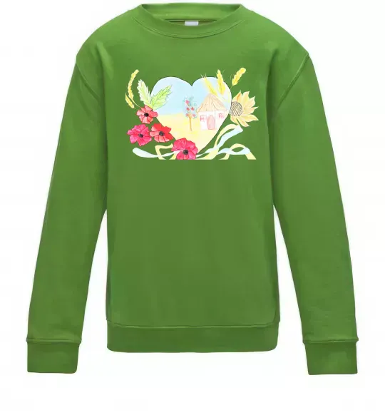 Детский Свитшот Українська хата Лаймовый фото