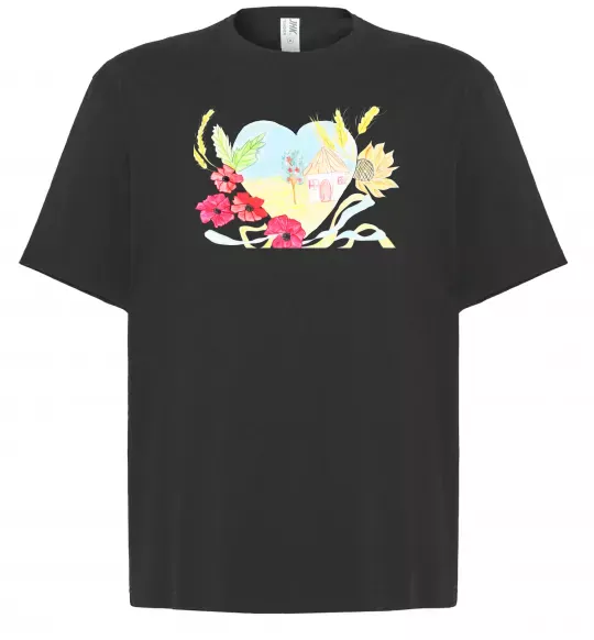 Футболка Оверсайз Українська хата Черный фото