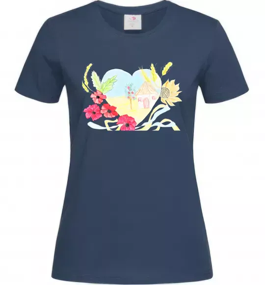 Жіноча футболка Українська хата Темно-синій фото