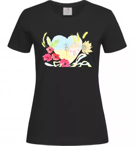 Жіноча футболка Українська хата Чорний фото