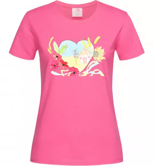 Жіноча футболка Українська хата Яскраво-рожевий фото