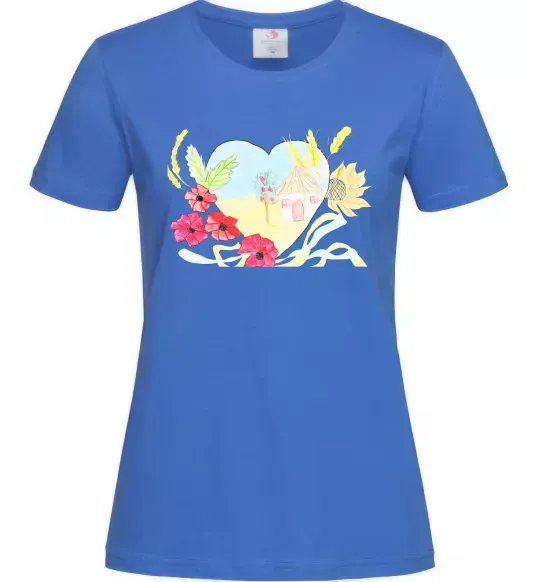 Жіноча футболка Українська хата Яскраво-синій фото