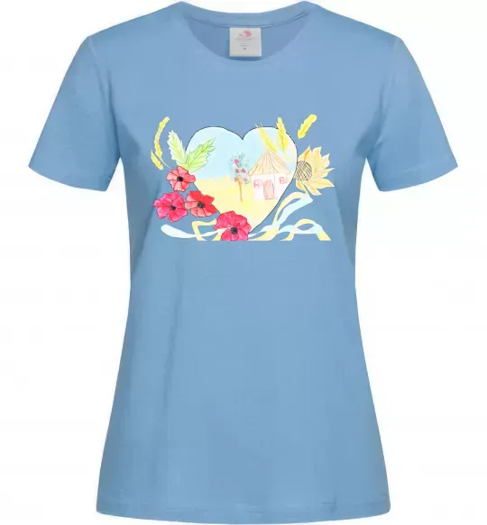 Жіноча футболка Українська хата Блакитний фото