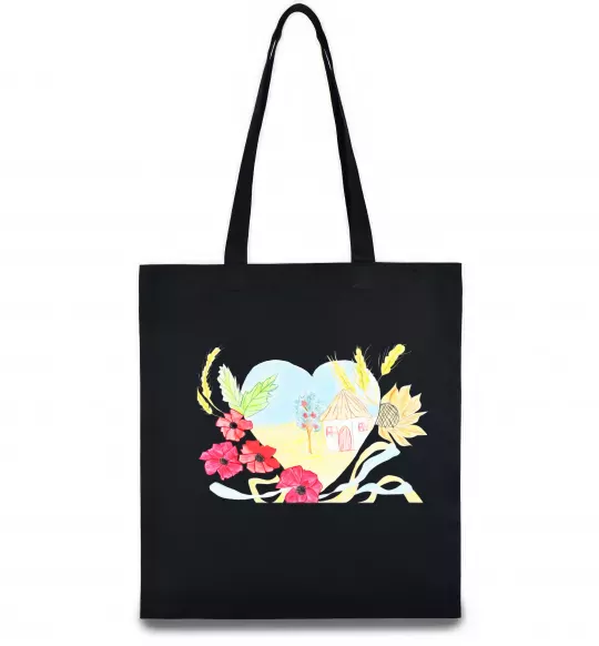 Еко-сумка Українська хата Чорний фото