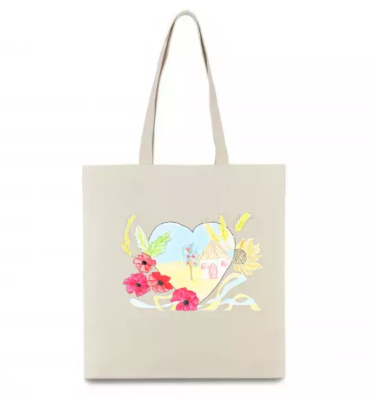 Еко-сумка Українська хата Бежевий фото