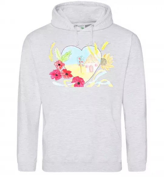 Женская толстовка (худи) Українська хата Серый меланж фото