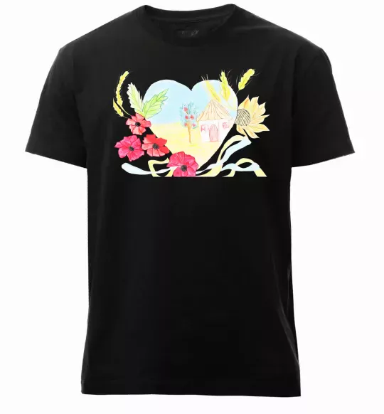 Мужская премиум футболка Українська хата Черный фото