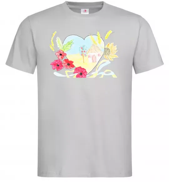 Чоловіча футболка Українська хата Сірий фото